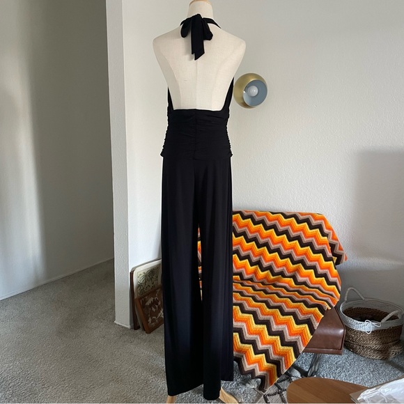 Arden B Glam Goth Halter Ruched Wide Leg Jumpsuit - Picture 2 of 9